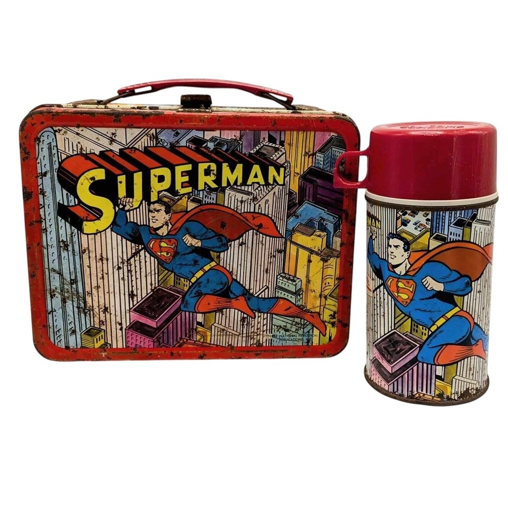 1967 National Periodical Publications Superman Metal Lunchbox & Thermos